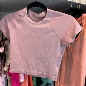 NWOT Light Pink/Purple Lululemon Cropped 2.0 Swiftly Tech Shirt